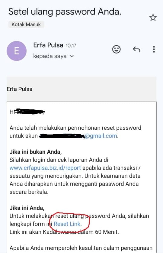 Cara Reset Password di Aplikasi Erfapulsa